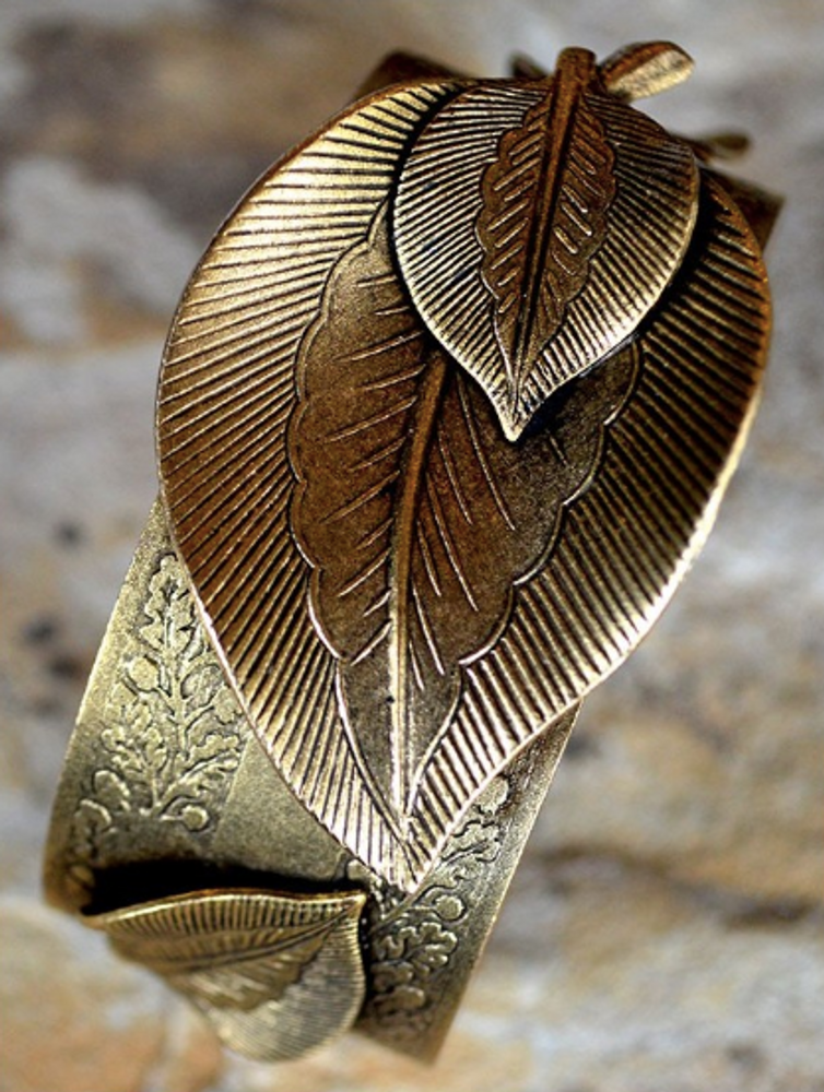 Amazon.com: Sterling Silver Boho Handmade Leaf Cuff Bracelet with Feather  Engraving and Beads Adjustable for Women or Men, Gift for Her or Him :  Handmade Products